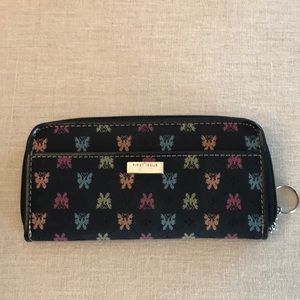 Black Butterfly Zippered Wallet